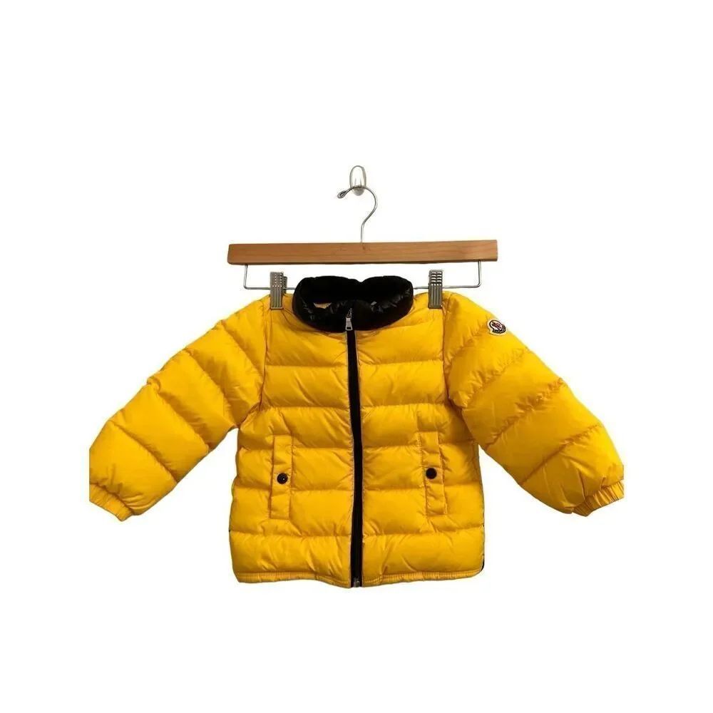 Moncler puffer yellow with logo 18-24 mo authentic GUC!!
